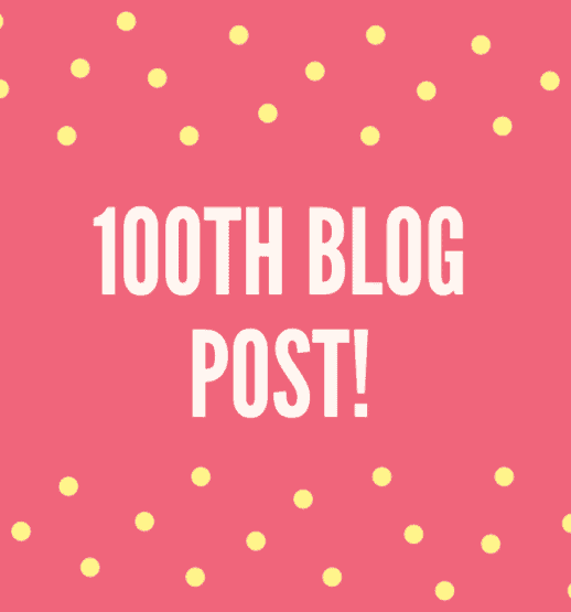 100th Blog Post with yellow polka dots