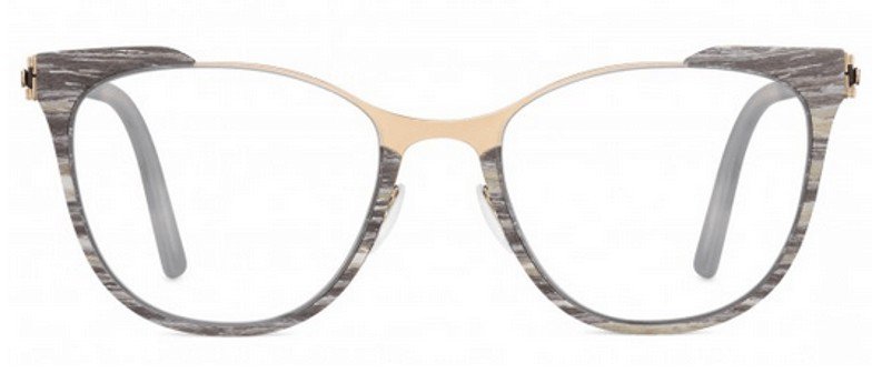 Exotic wood and gold-plated metal glasses frame