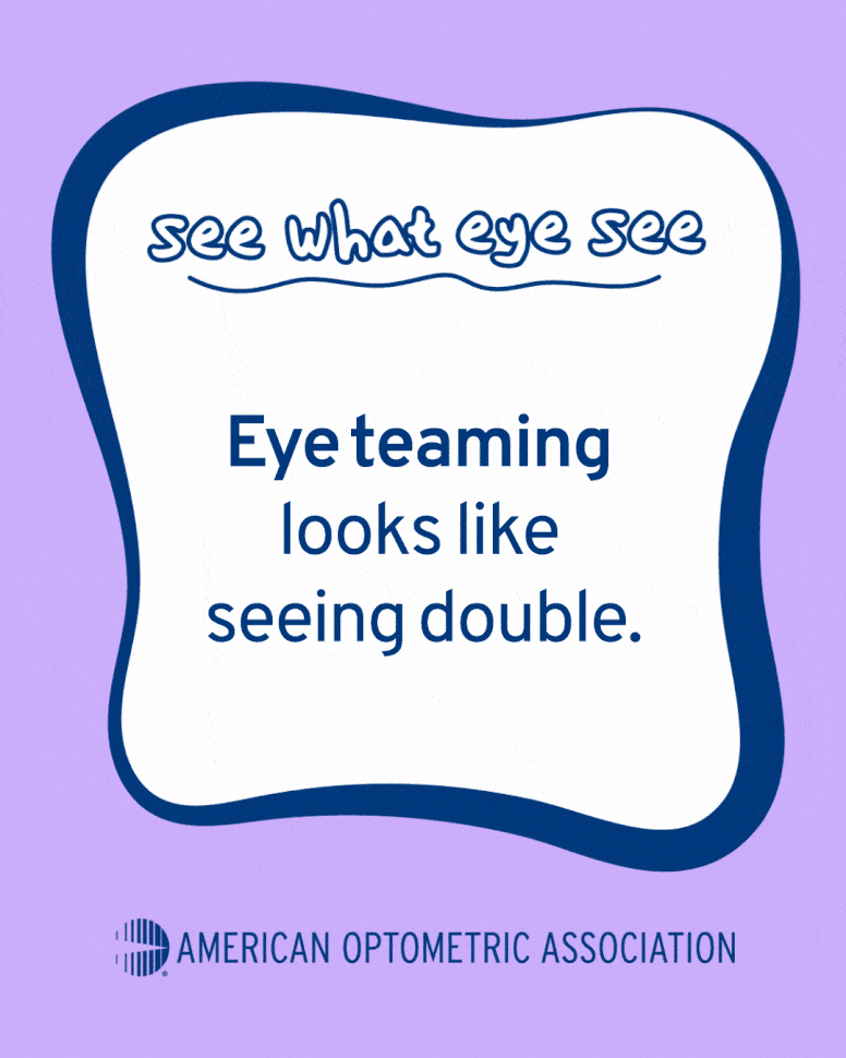 Purple background with words appearing double as an example of eye teaming